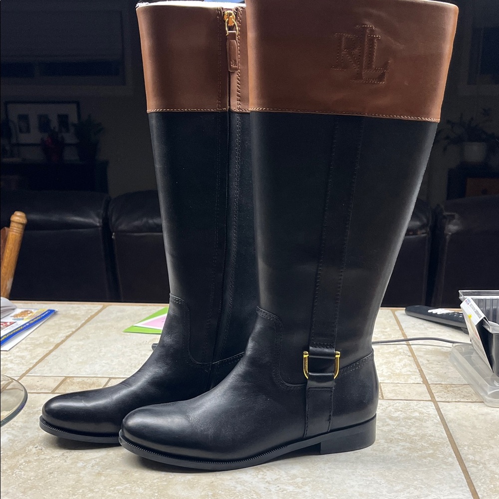 Ralph Lauren Black and Brown Boots